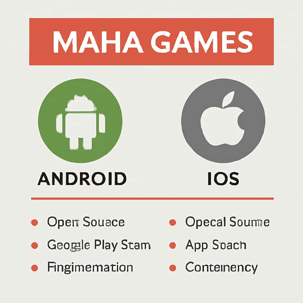 Diagram outlining the installation processes for Android and iOS for Maha Games.