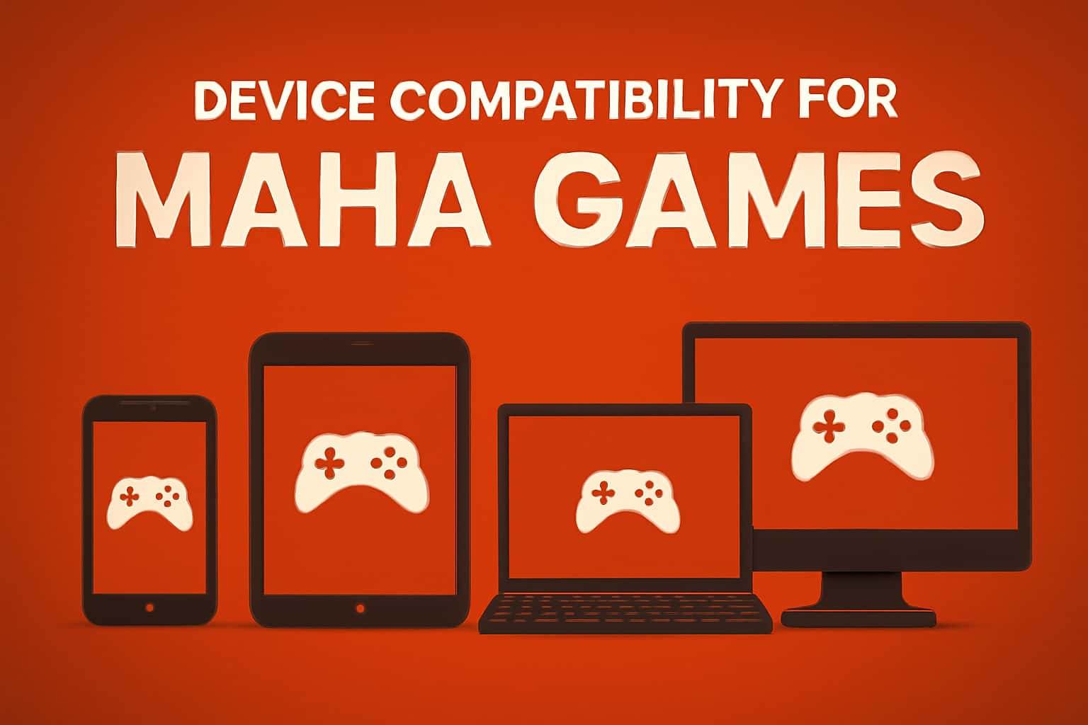 An informative graphic showing device compatibility guidelines for Maha Games.