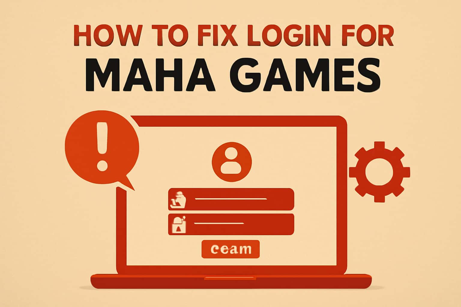 Informational scene on fixing login issues for Maha Games.