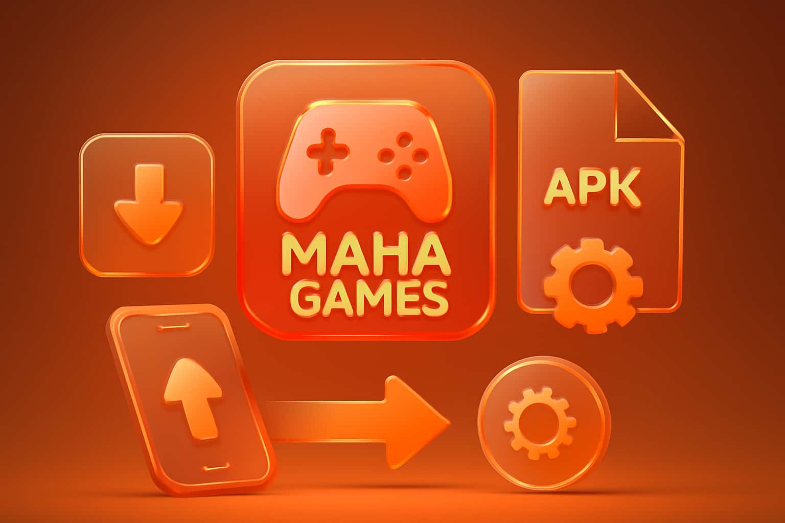 A visual representation of the installation process for the Maha Games APK.