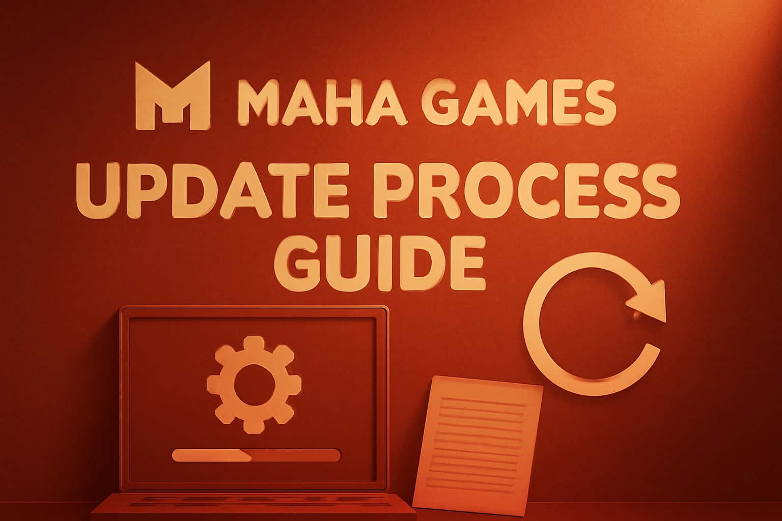 Informational scene depicting the Maha Games Update Process.