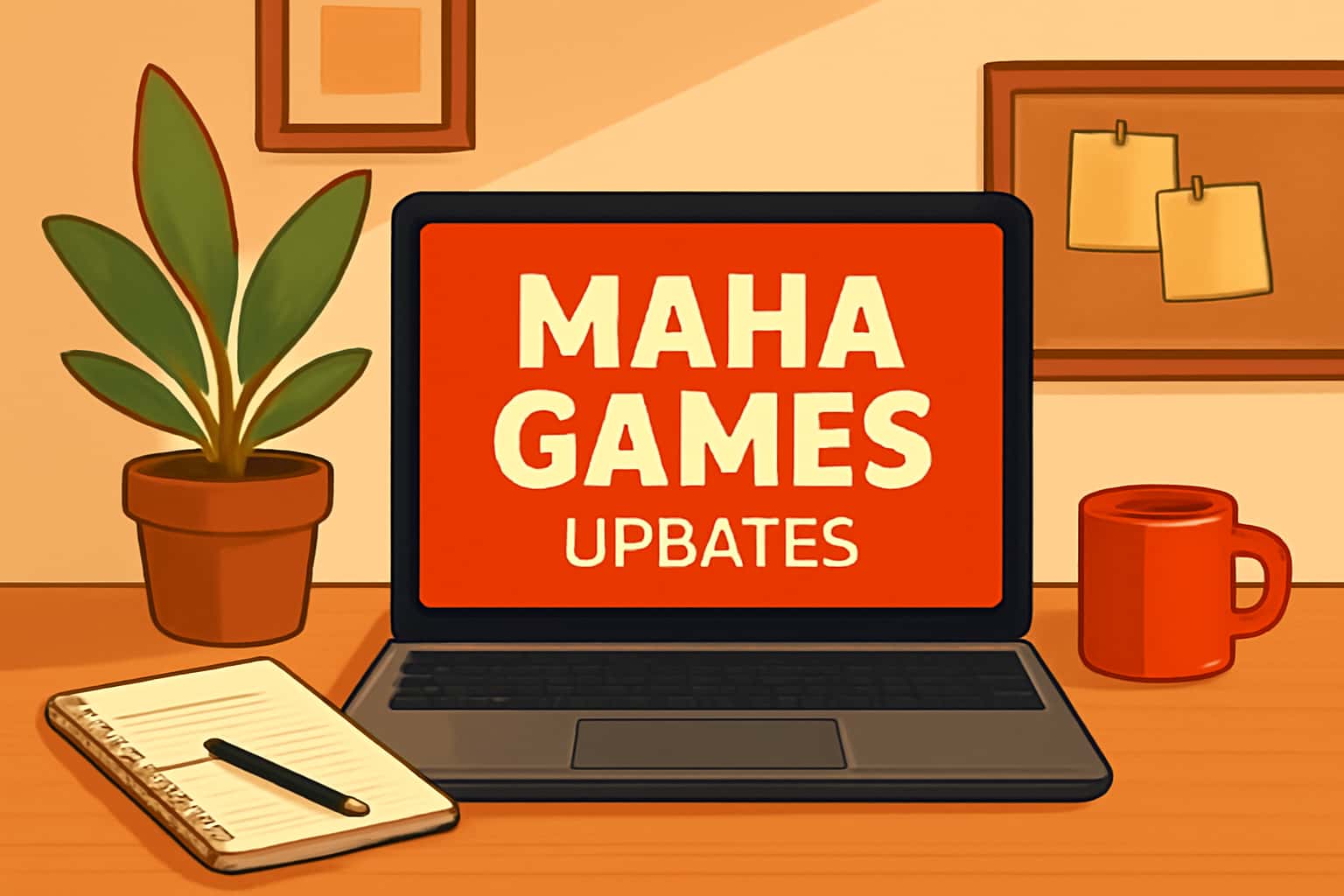 Neutral scene about Maha Games Updates with prominent text.