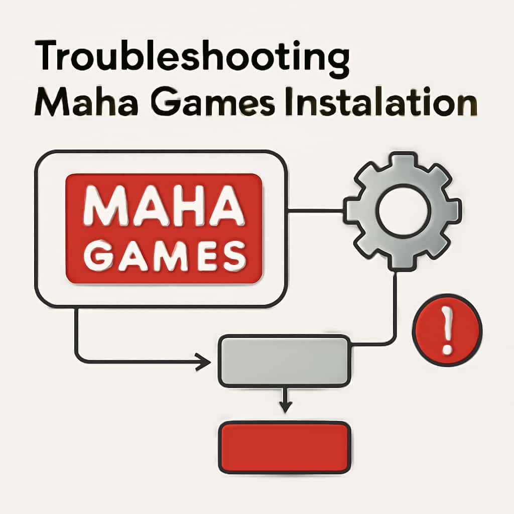 Diagram showing troubleshooting steps for Maha Games installation